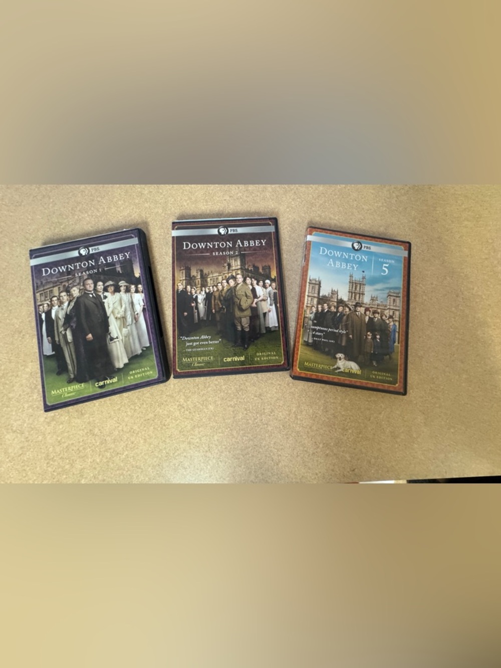 Lot of DVD box set collection of 'Downton Abbey' Seasons 1, 2, and 5